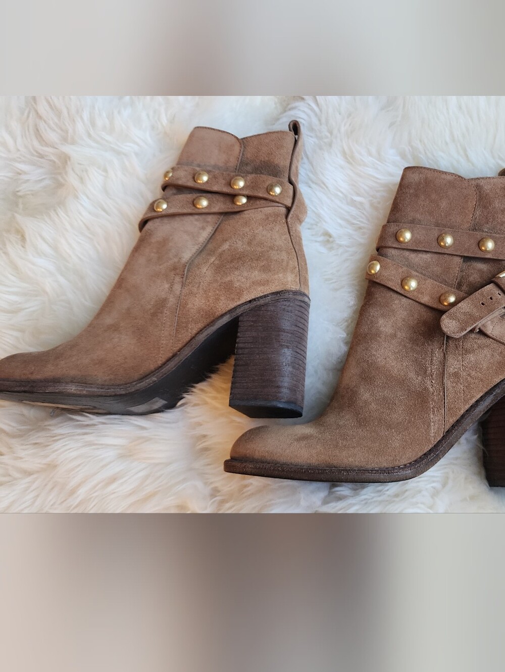 See By Chloé Taupe Suede Studded Ankle Booties